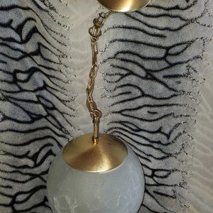 60's Mid Century Modern Moe Light Crackle Glass Pendant